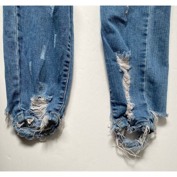 Cello Jeans Womens Junior Size 3 Blue Medium Wash Distressed Skinny Stretch - Picture 8 of 16